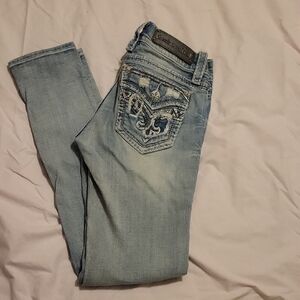 Rock Revival Women's Light Wash Low Rise Skinny Jeans Sz 28